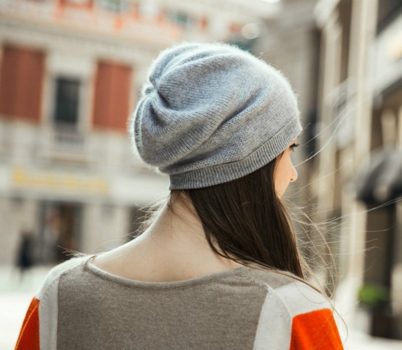 WaySoft Pure 100% Cashmere Beanie for Women in a Gift Box, Oversized Women Beanie Hat, Bring Warm and Luxury to Your Loved Ones, Perfect (Grey) - Image 2